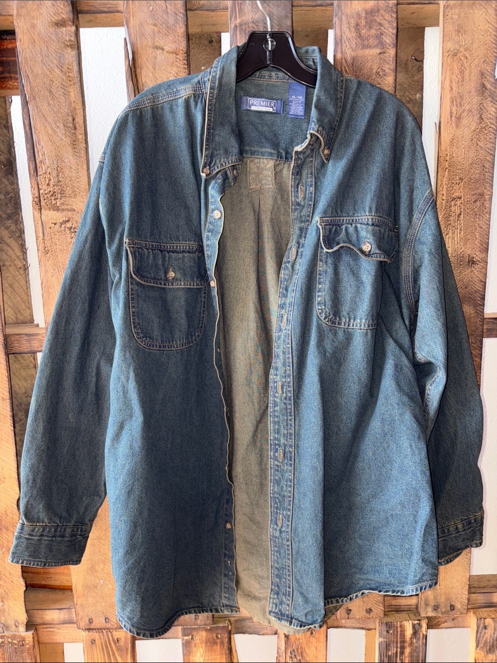 Premier Men's Denim Shirt Jacket in Faded Blue